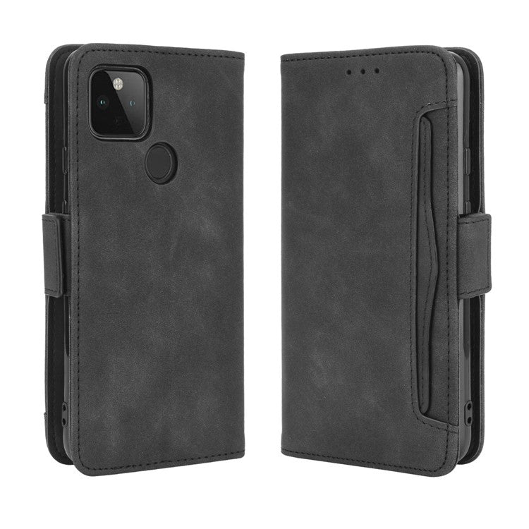 Multi-slot Leather Case Wallet Stand Cover Protector for Google Pixel 4a 5G - Black