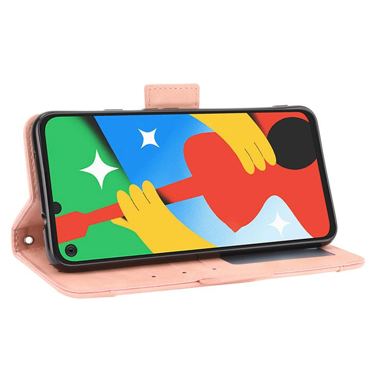 Multi-slot Leather Case Wallet Stand Cover Protector for Google Pixel 4a 5G - Pink