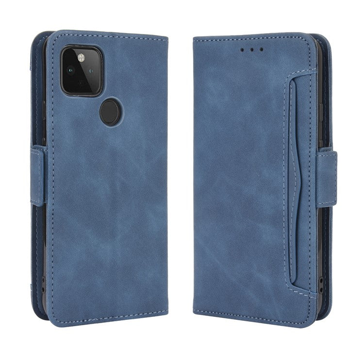 Multi-slot Leather Case Wallet Stand Cover Protector for Google Pixel 4a 5G - Blue