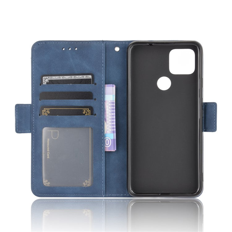 Multi-slot Leather Case Wallet Stand Cover Protector for Google Pixel 4a 5G - Blue