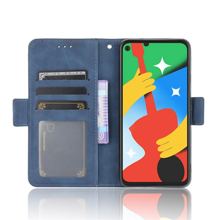 Multi-slot Leather Case Wallet Stand Cover Protector for Google Pixel 4a 5G - Blue