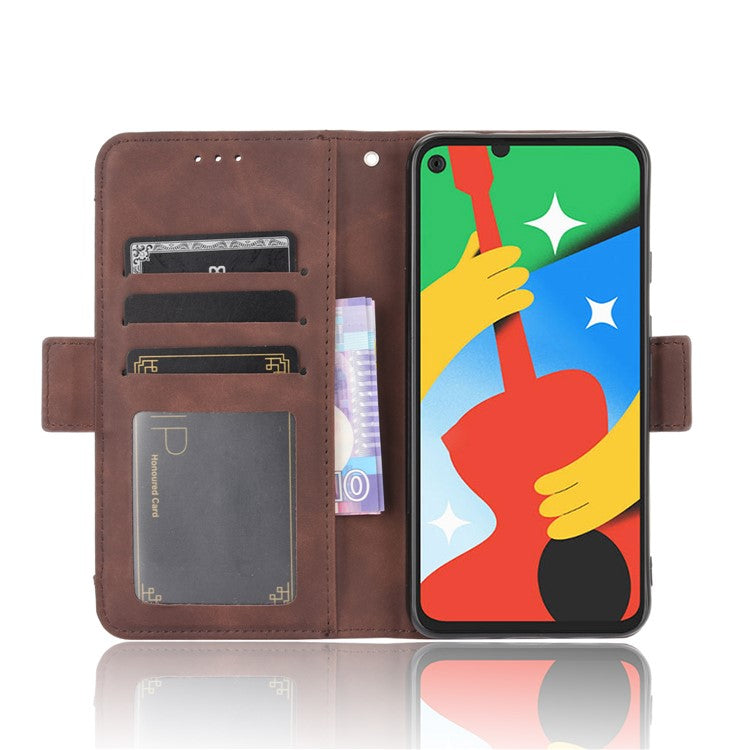 Multi-slot Leather Case Wallet Stand Cover Protector for Google Pixel 4a 5G - Brown