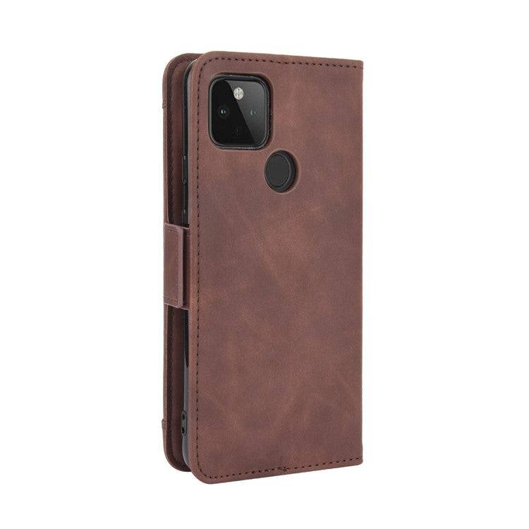 Multi-slot Leather Case Wallet Stand Cover Protector for Google Pixel 4a 5G - Brown