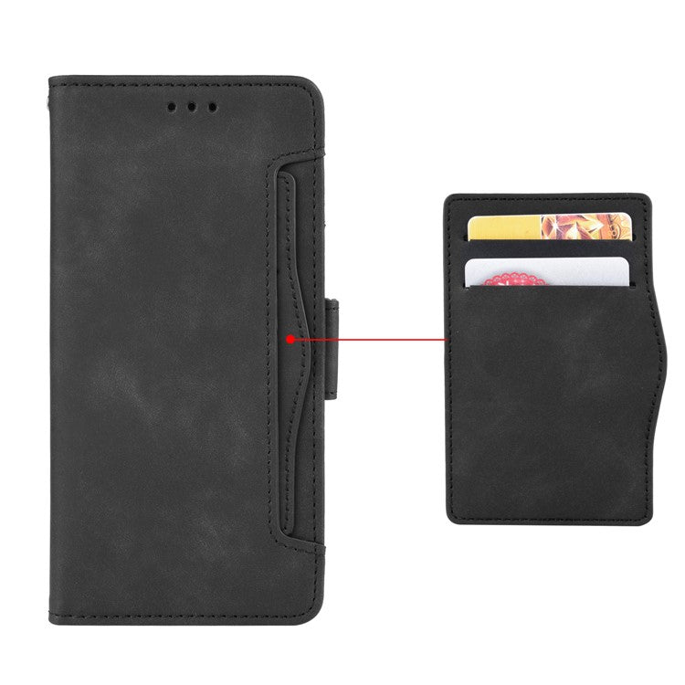 Protective Leather Case with Multiple Card Slots Phone Cover for Google Pixel 5 - Black