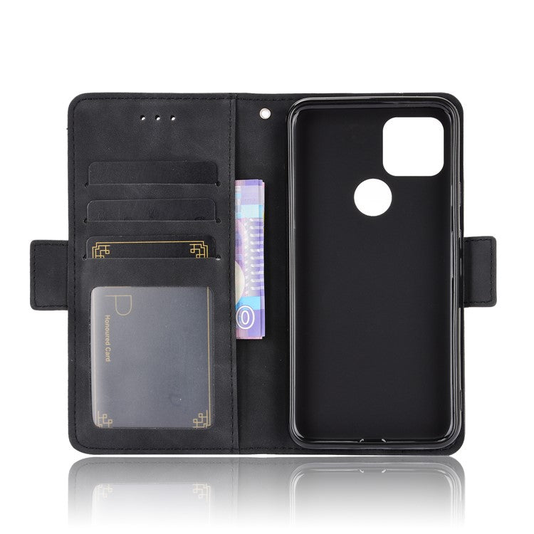 Protective Leather Case with Multiple Card Slots Phone Cover for Google Pixel 5 - Black