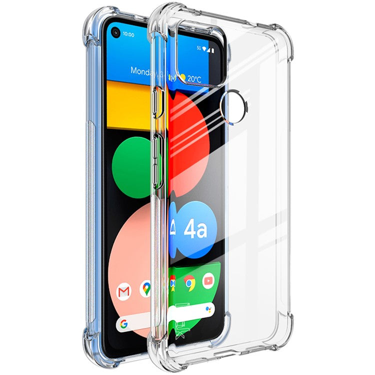 IMAK Silky Anti-drop TPU Shell Case for Google Pixel 4a 5G with Screen Protector Film - Transparent