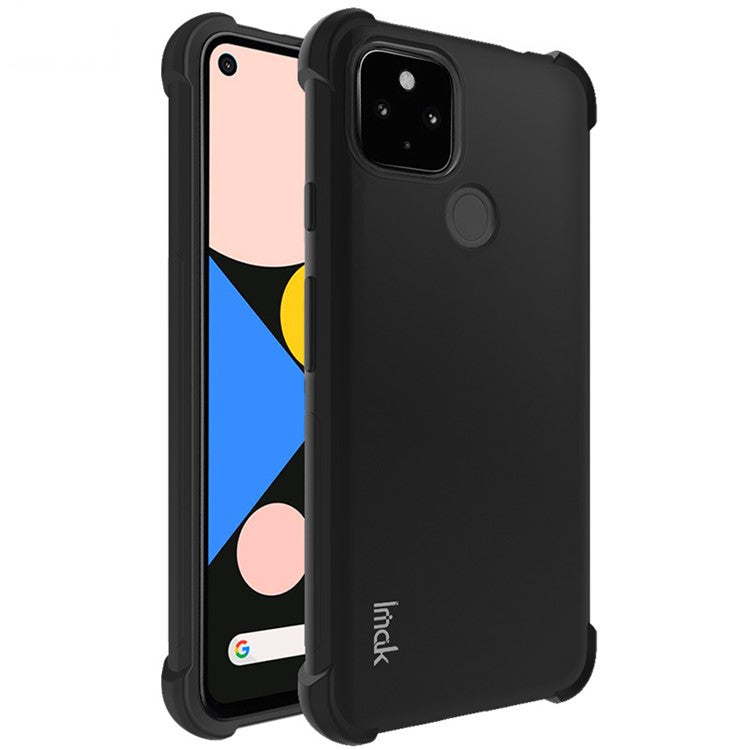 IMAK Four Corner Cushion Airbag Anti-Drop TPU Case + Screen Protector for Google Pixel 4a 5G - Metal Black