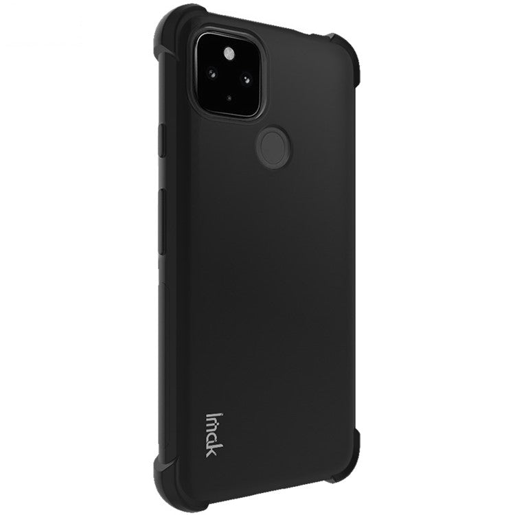 IMAK Four Corner Cushion Airbag Anti-Drop TPU Case + Screen Protector for Google Pixel 4a 5G - Metal Black