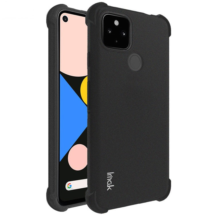 IMAK Four Corner Cushion Airbag Anti-Drop TPU Case + Screen Protector for Google Pixel 4a 5G - Matte Black