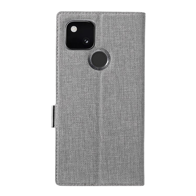 VILI K Series Cross Texture Leather Phone Wallet Stand Cover Case for Google Pixel 4a 5G - Grey