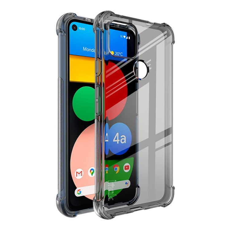 IMAK Four Corner Cushioned Full Protection TPU Soft Case + Ultra Clear Screen Protector for Google Pixel 5a 5G - Transparent Black