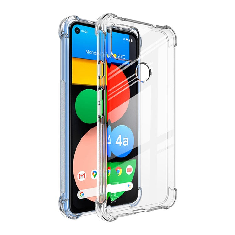 IMAK Four Corner Cushioned Full Protection TPU Soft Case + Ultra Clear Screen Protector for Google Pixel 5a 5G - Transparent