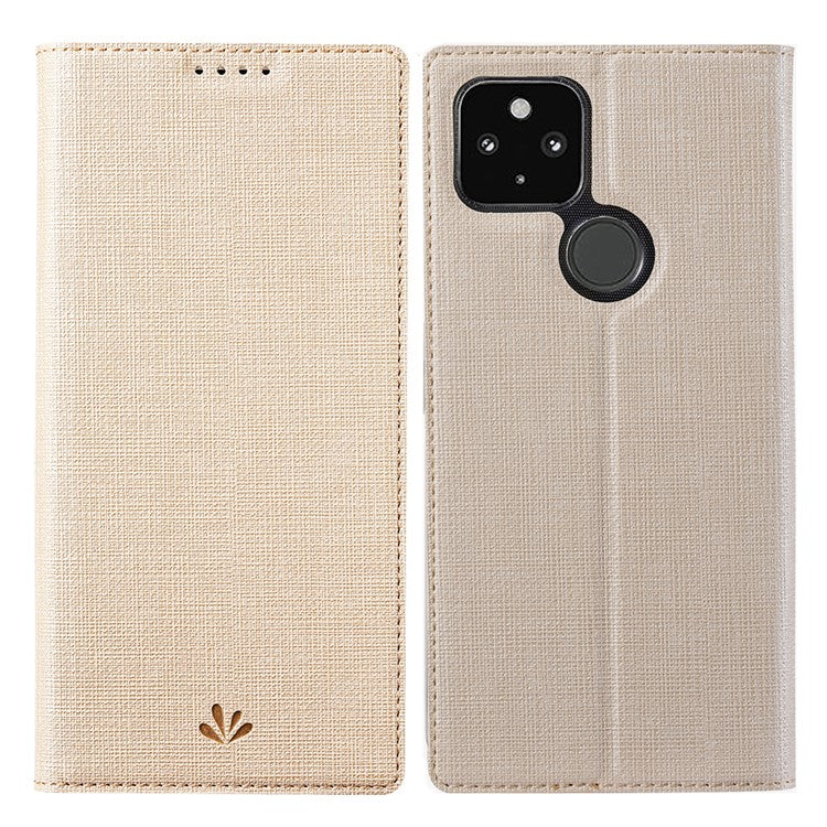 VILI DMX Series Stand Design Leather Phone Cover Case with Card Holder for Google Pixel 5a - Khaki