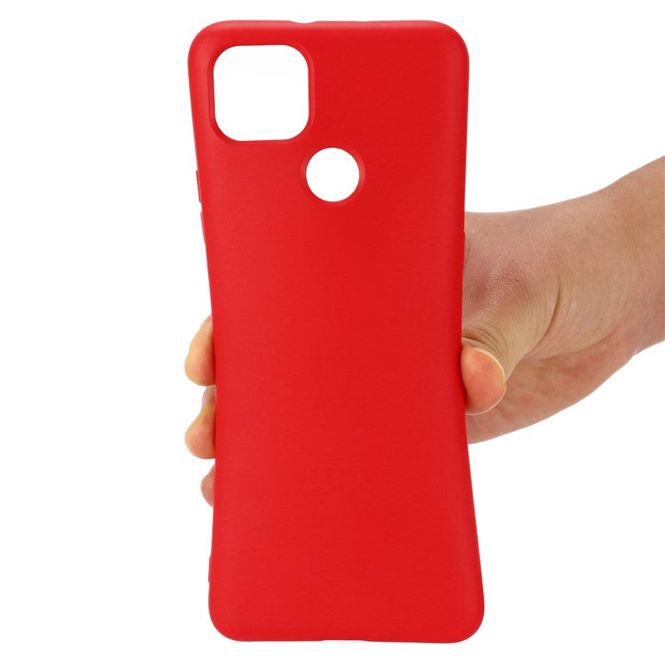 Well-Protected Solid Color Liquid Silicone Phone Protective Shell with Strap for Google Pixel 5a 5G - Red