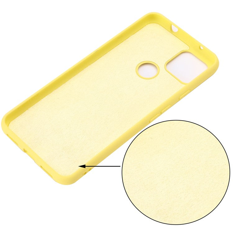 Well-Protected Solid Color Liquid Silicone Phone Protective Shell with Strap for Google Pixel 5a 5G - Yellow