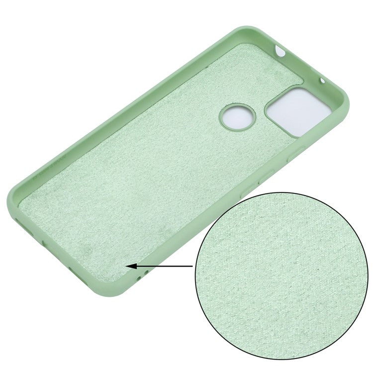 Well-Protected Solid Color Liquid Silicone Phone Protective Shell with Strap for Google Pixel 5a 5G - Green