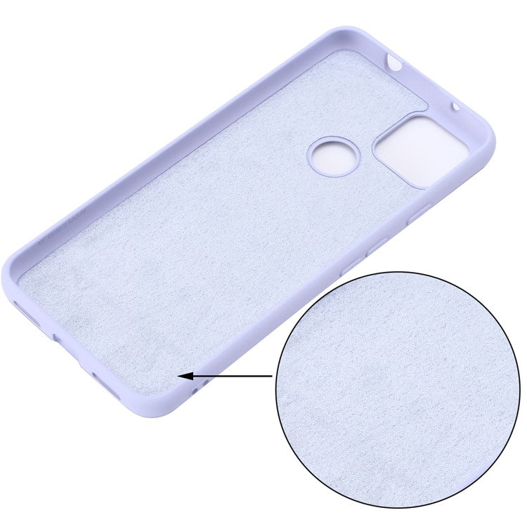 Well-Protected Solid Color Liquid Silicone Phone Protective Shell with Strap for Google Pixel 5a 5G - Purple