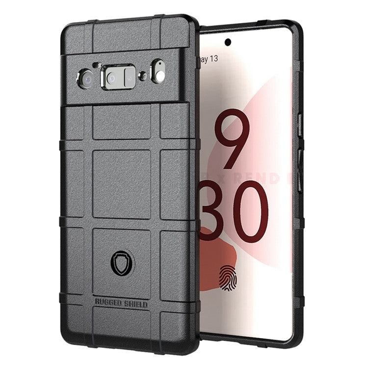 Shock-proof Rugged Square Grid Texture TPU Phone Cover Case for Google Pixel 6 Pro - Black