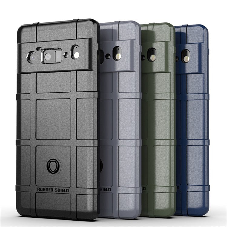 Shock-proof Rugged Square Grid Texture TPU Phone Cover Case for Google Pixel 6 Pro - Black