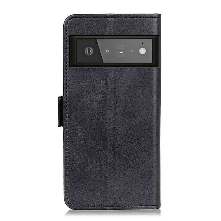 Magnetic Clasp Design Drop-proof Leather Wallet Stand Case Cover for Google Pixel 6 Pro - Black