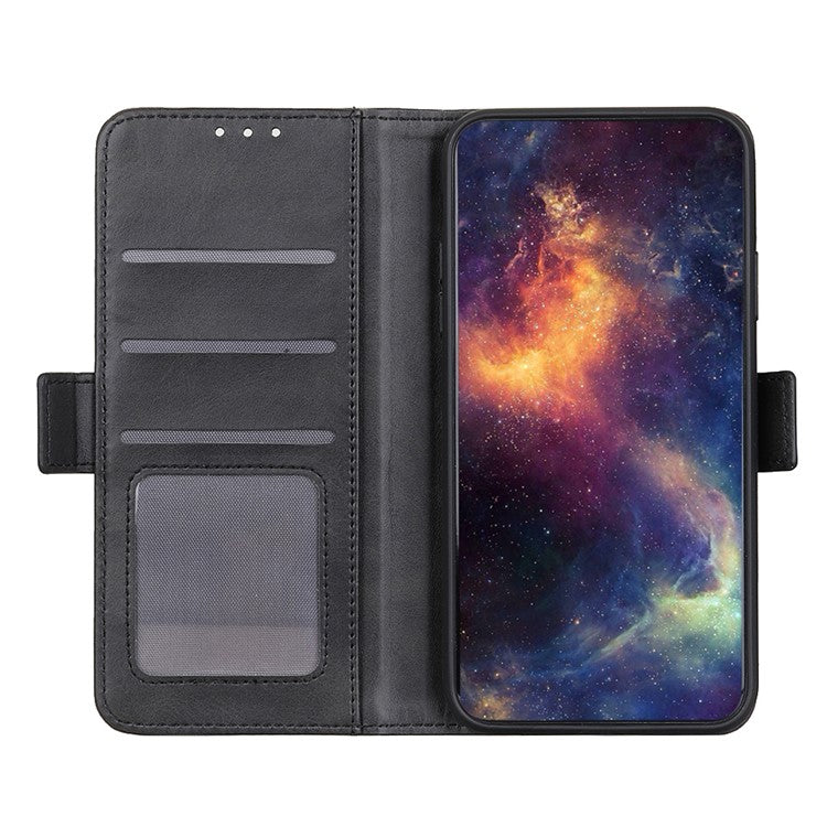 Magnetic Clasp Design Drop-proof Leather Wallet Stand Case Cover for Google Pixel 6 Pro - Black