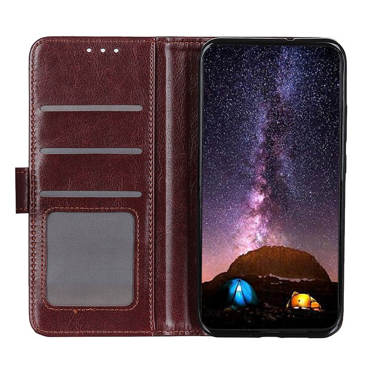 Wallet Design Drop-proof Crazy Horse Skin Leather Phone Stand Protective Shell for Google Pixel 6 Pro - Brown