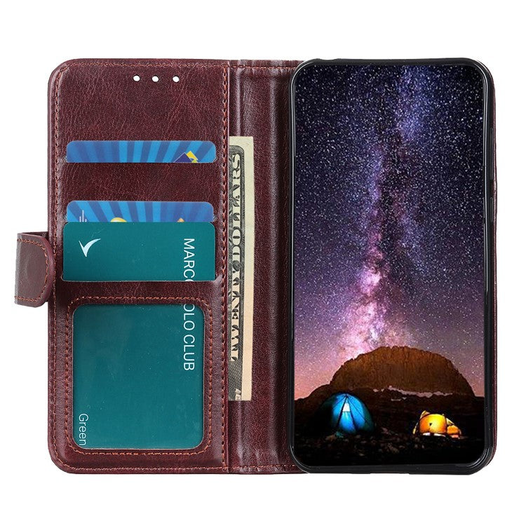 Wallet Design Drop-proof Crazy Horse Skin Leather Phone Stand Protective Shell for Google Pixel 6 Pro - Brown