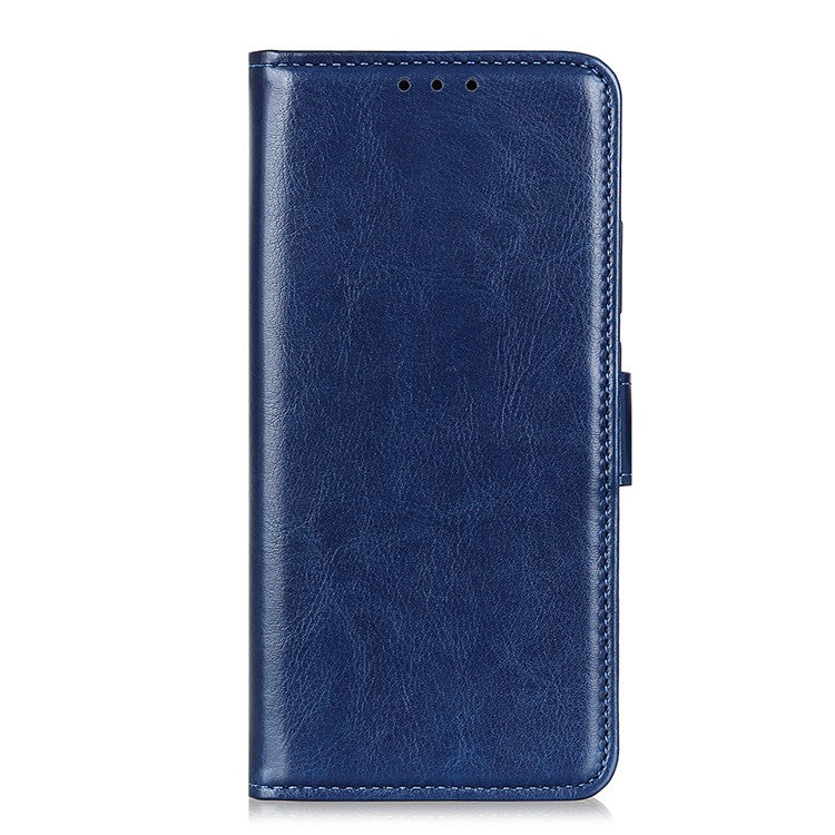 Wallet Design Drop-proof Crazy Horse Skin Leather Phone Stand Protective Shell for Google Pixel 6 Pro - Blue