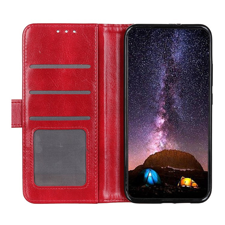 Wallet Design Drop-proof Crazy Horse Skin Leather Phone Stand Protective Shell for Google Pixel 6 Pro - Red