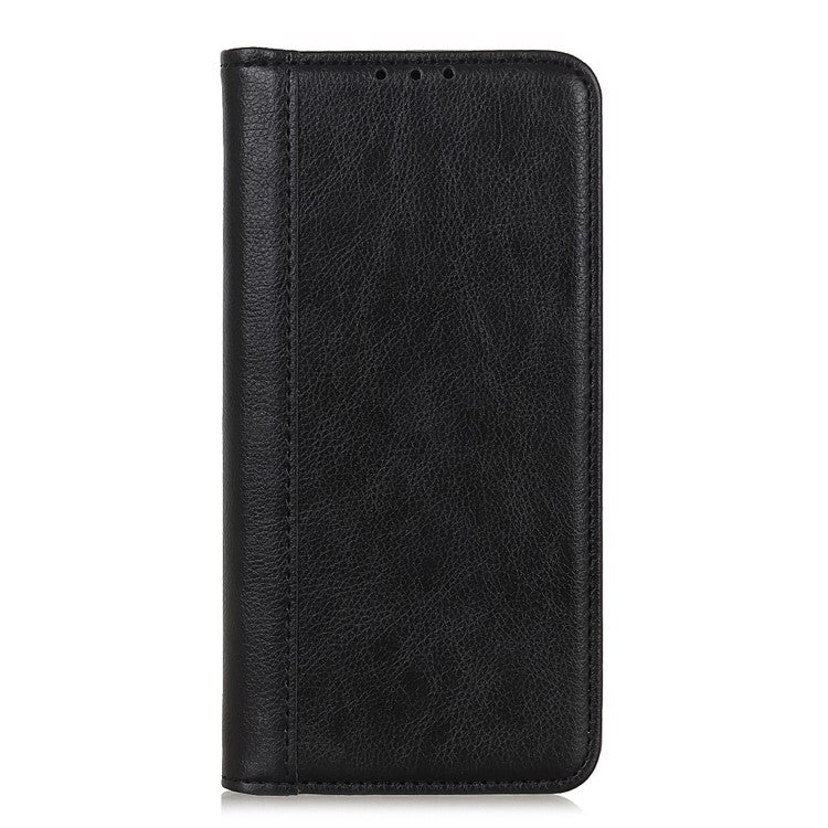 Litchi Texture Split Leather Auto-absorbed Wallet Stand Case Cover for Google Pixel 6 - Black