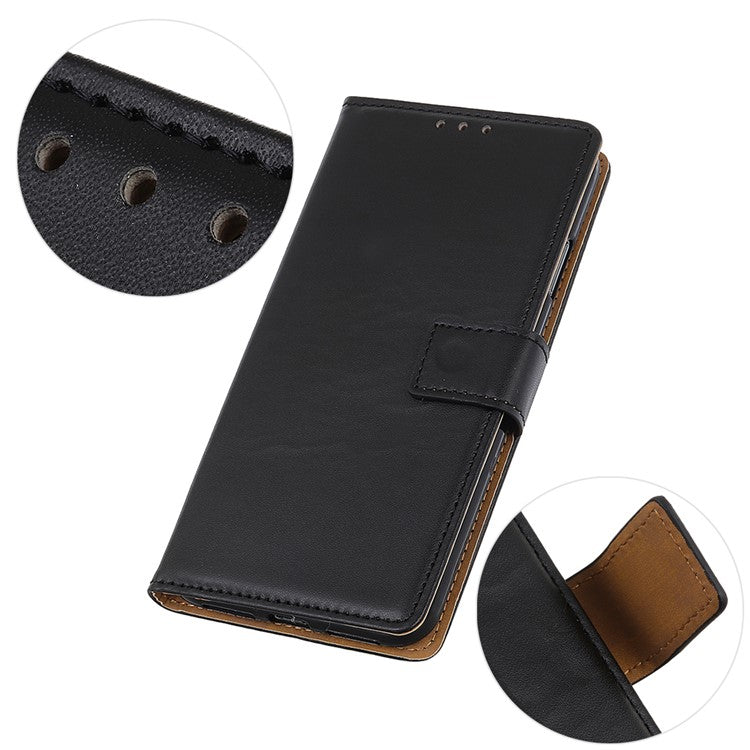 PU Leather Protective Phone Wallet Stand Shell Case for Google Pixel 6 - Black