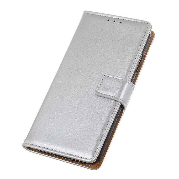 PU Leather Protective Phone Wallet Stand Shell Case for Google Pixel 6 - Silver