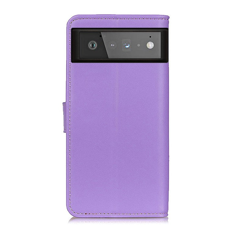 PU Leather Protective Phone Wallet Stand Shell Case for Google Pixel 6 - Purple