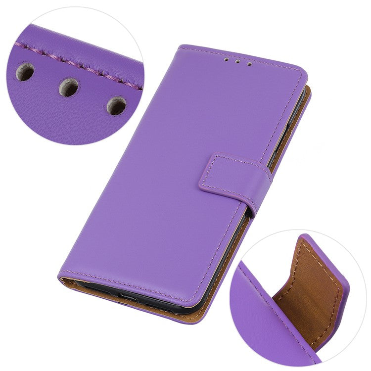 PU Leather Protective Phone Wallet Stand Shell Case for Google Pixel 6 - Purple