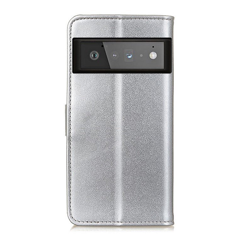 PU Leather Wallet Stand Mobile Phone Protective Shell Case for Google Pixel 6 Pro - Silver