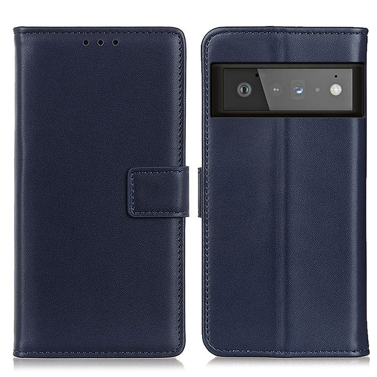 PU Leather Wallet Stand Mobile Phone Protective Shell Case for Google Pixel 6 Pro - Blue