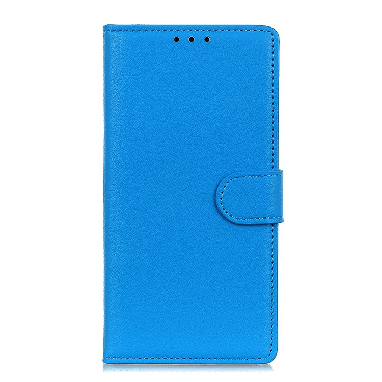 Litchi Skin Wallet Leather Stand Case for Google Pixel 6 - Blue