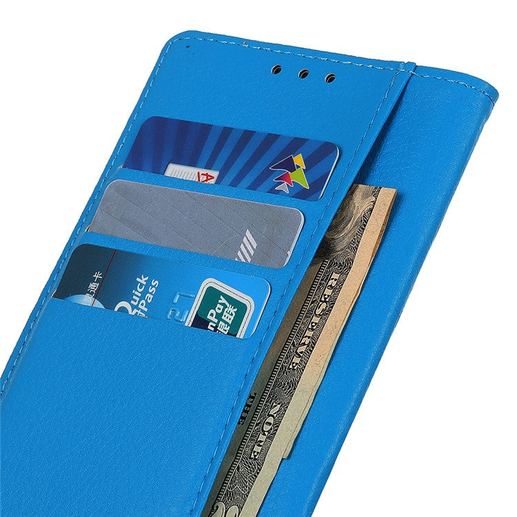 Litchi Skin Wallet Leather Stand Case for Google Pixel 6 - Blue