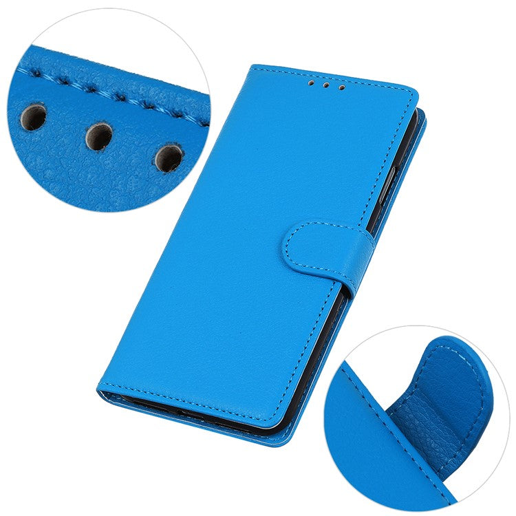 Litchi Skin Wallet Leather Stand Case for Google Pixel 6 - Blue