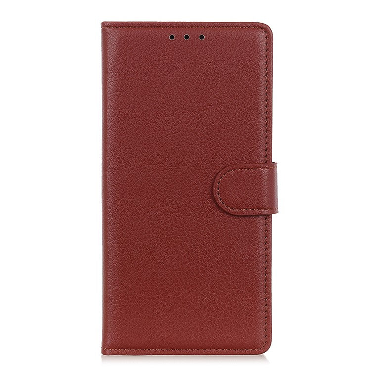 Litchi Skin Wallet Leather Stand Case for Google Pixel 6 - Brown