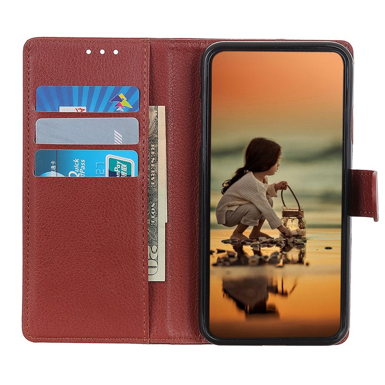 Litchi Skin Wallet Leather Stand Case for Google Pixel 6 - Brown