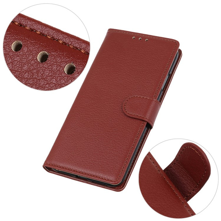 Litchi Skin Wallet Leather Stand Case for Google Pixel 6 - Brown