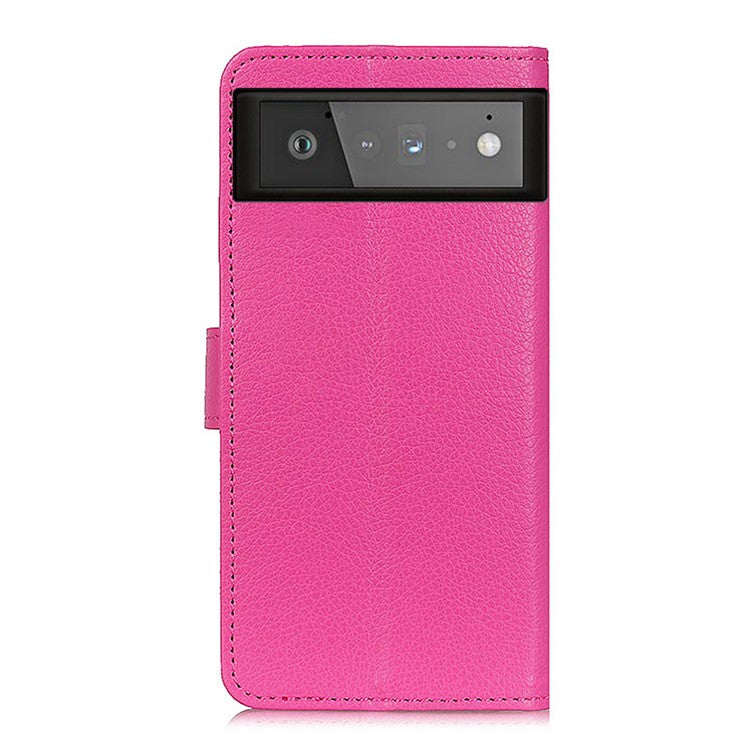 Litchi Skin Wallet Leather Stand Case for Google Pixel 6 - Rose