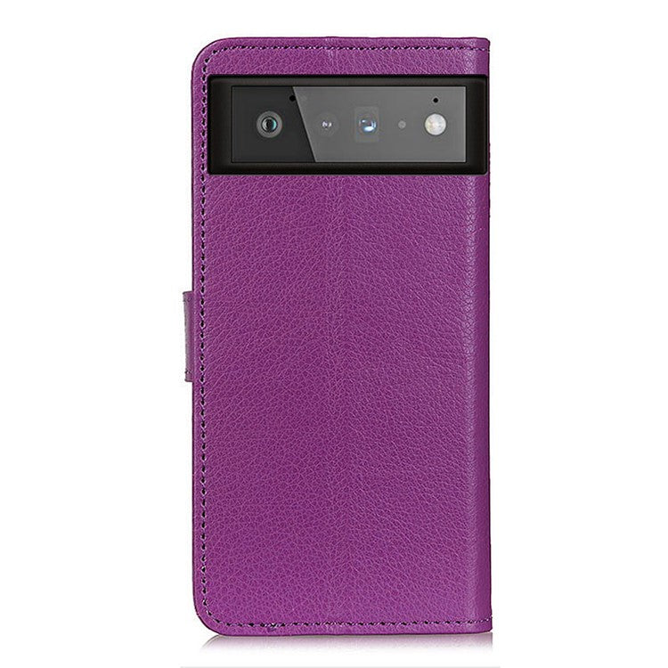 Litchi Skin Wallet Leather Stand Case for Google Pixel 6 - Purple