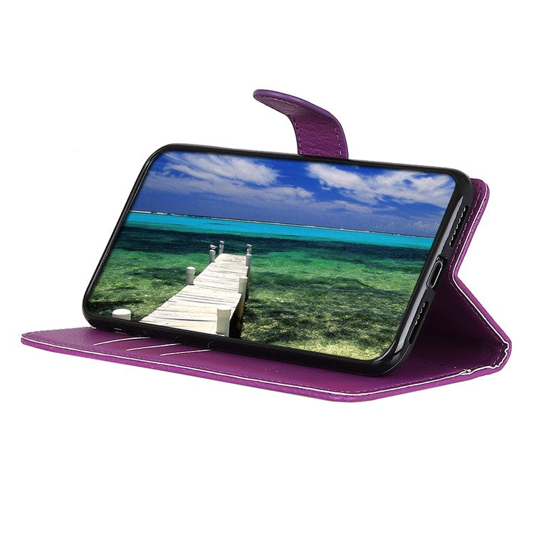 Litchi Skin Wallet Leather Stand Case for Google Pixel 6 - Purple