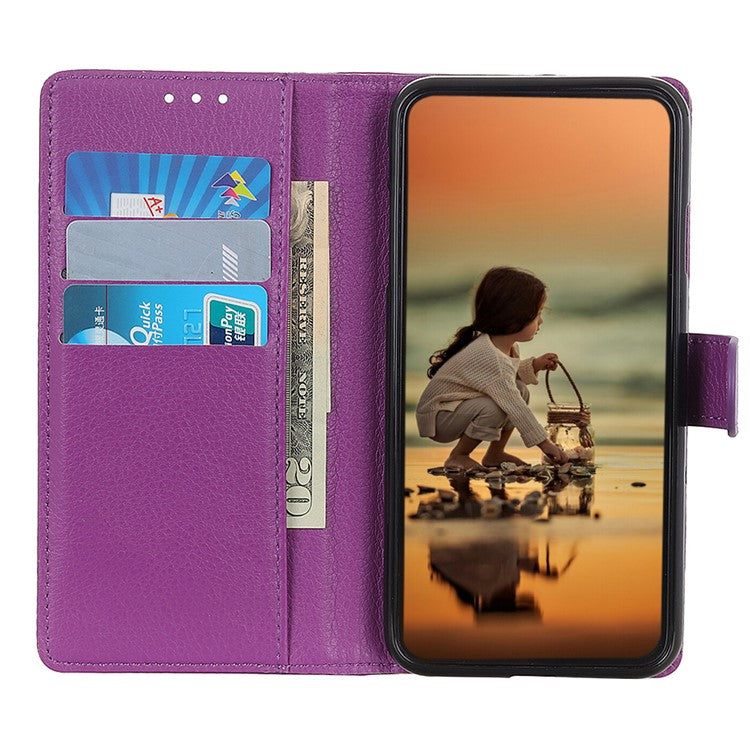 Litchi Skin Wallet Leather Stand Case for Google Pixel 6 - Purple