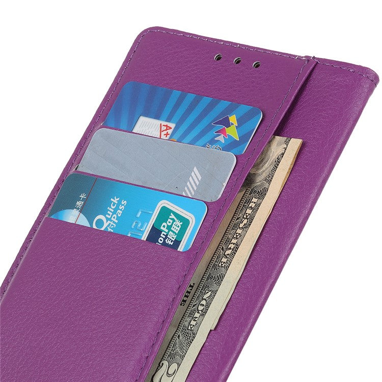 Litchi Skin Wallet Leather Stand Case for Google Pixel 6 - Purple