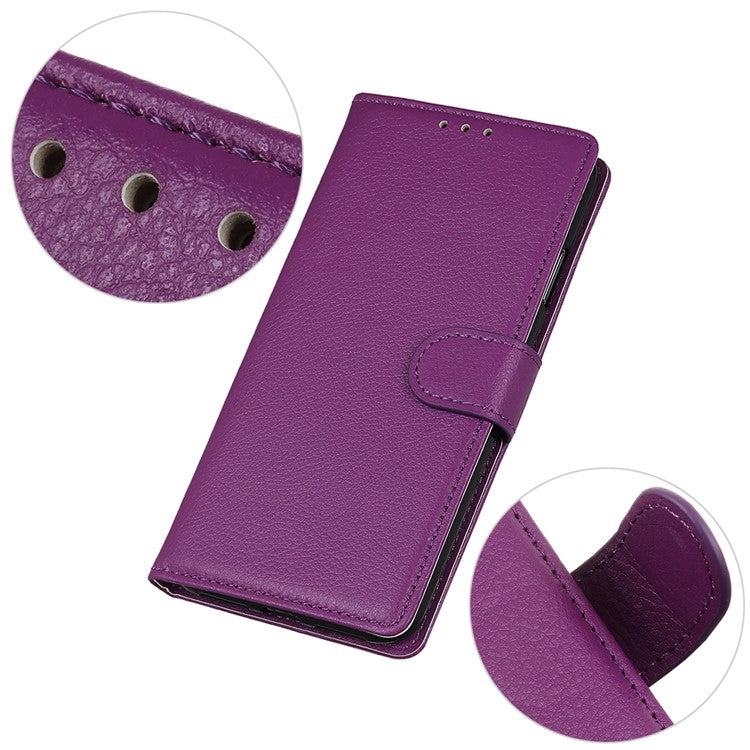 Litchi Skin Wallet Leather Stand Case for Google Pixel 6 - Purple