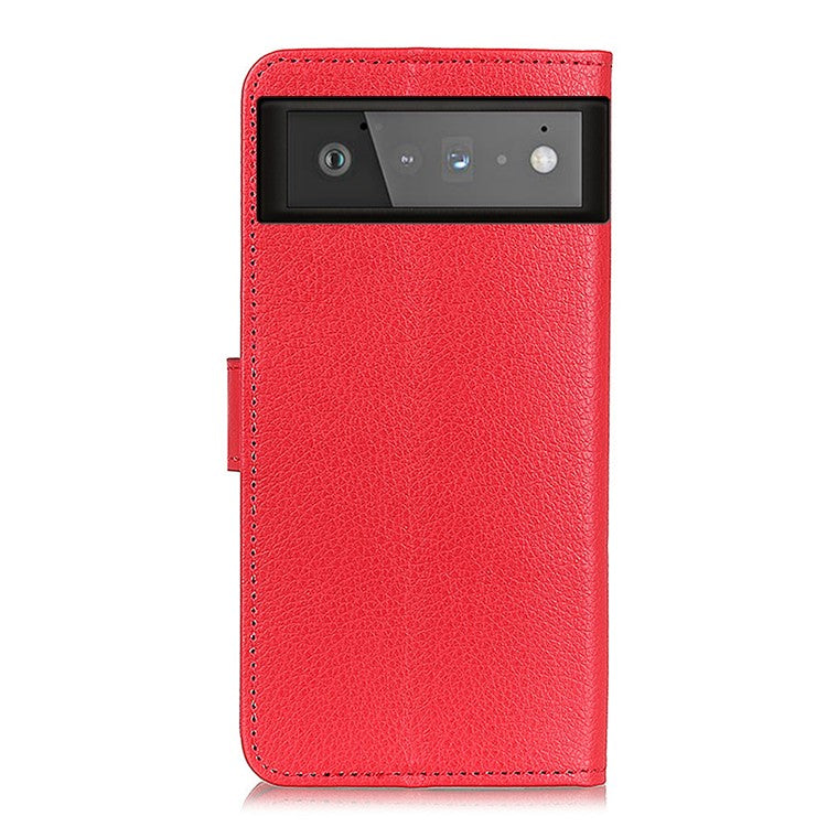 Litchi Skin Wallet Leather Stand Case for Google Pixel 6 - Red