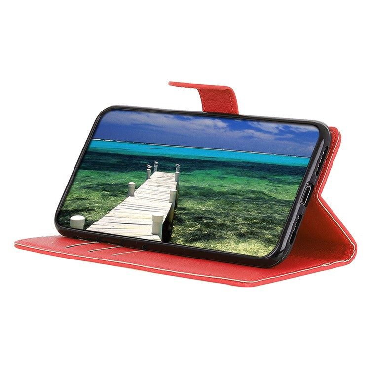 Litchi Skin Wallet Leather Stand Case for Google Pixel 6 - Red